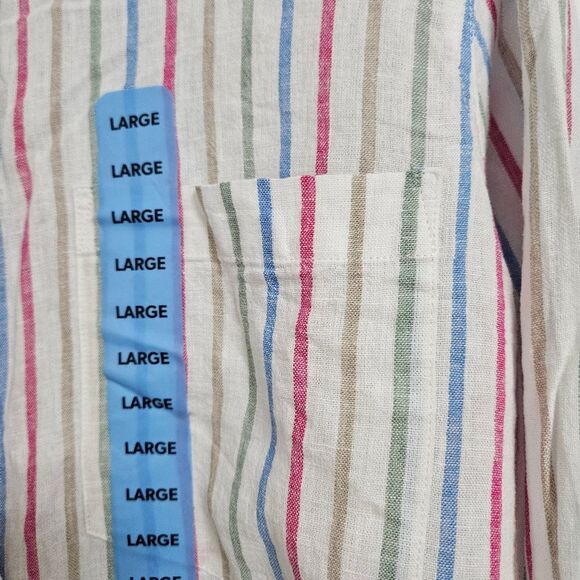 Gap Linen Button Down Shirt Women’s Large White Striped Long Sleeve Pocket NWT - Picture 5 of 8